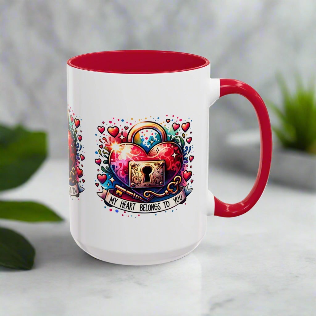 My Heart Belongs to You Colorful Mugs (11oz, 15oz) - Kim’s Signature Beauty & Accessories    