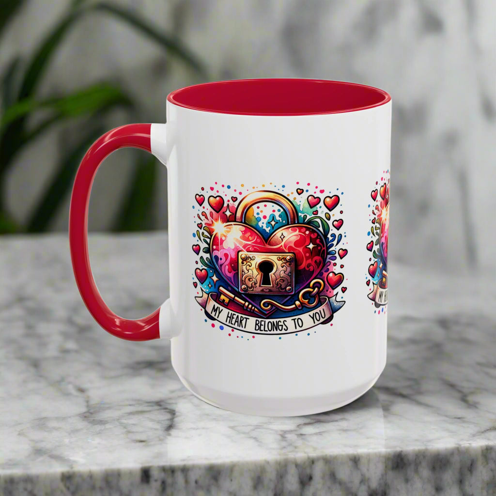 My Heart Belongs to You Colorful Mugs (11oz, 15oz) - Kim’s Signature Beauty & Accessories    