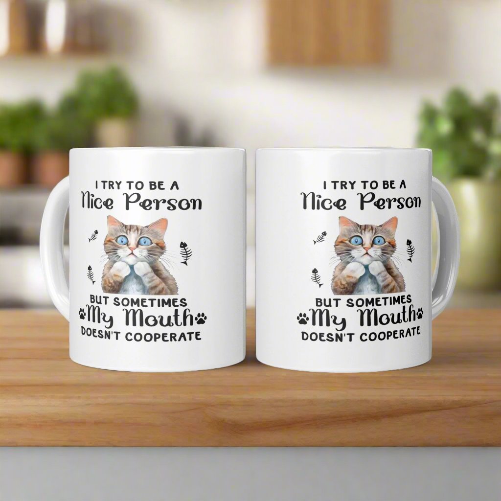 My Mouth Doesn't Cooperate | Funny Cat Mug - Kim’s Signature Beauty & Accessories    