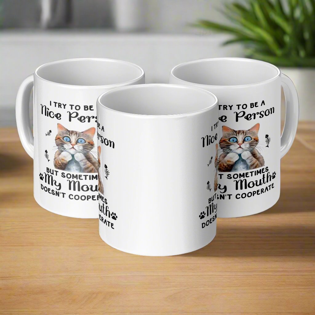 My Mouth Doesn't Cooperate | Funny Cat Mug - Kim’s Signature Beauty & Accessories    
