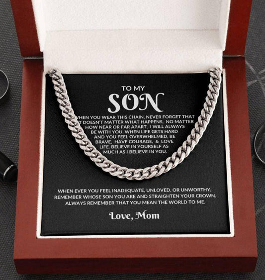 My Son, You Mean the World to Me Cuban Link Chain - Kim’s Signature Beauty & Accessories    