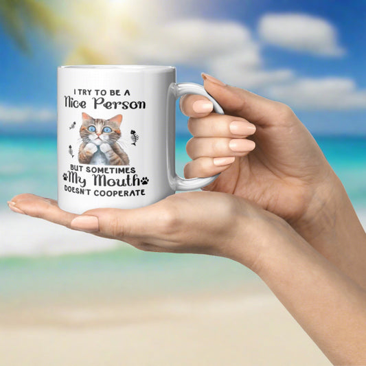 My Mouth Doesn't Cooperate | Funny Cat Mug - Kim’s Signature Beauty & Accessories    