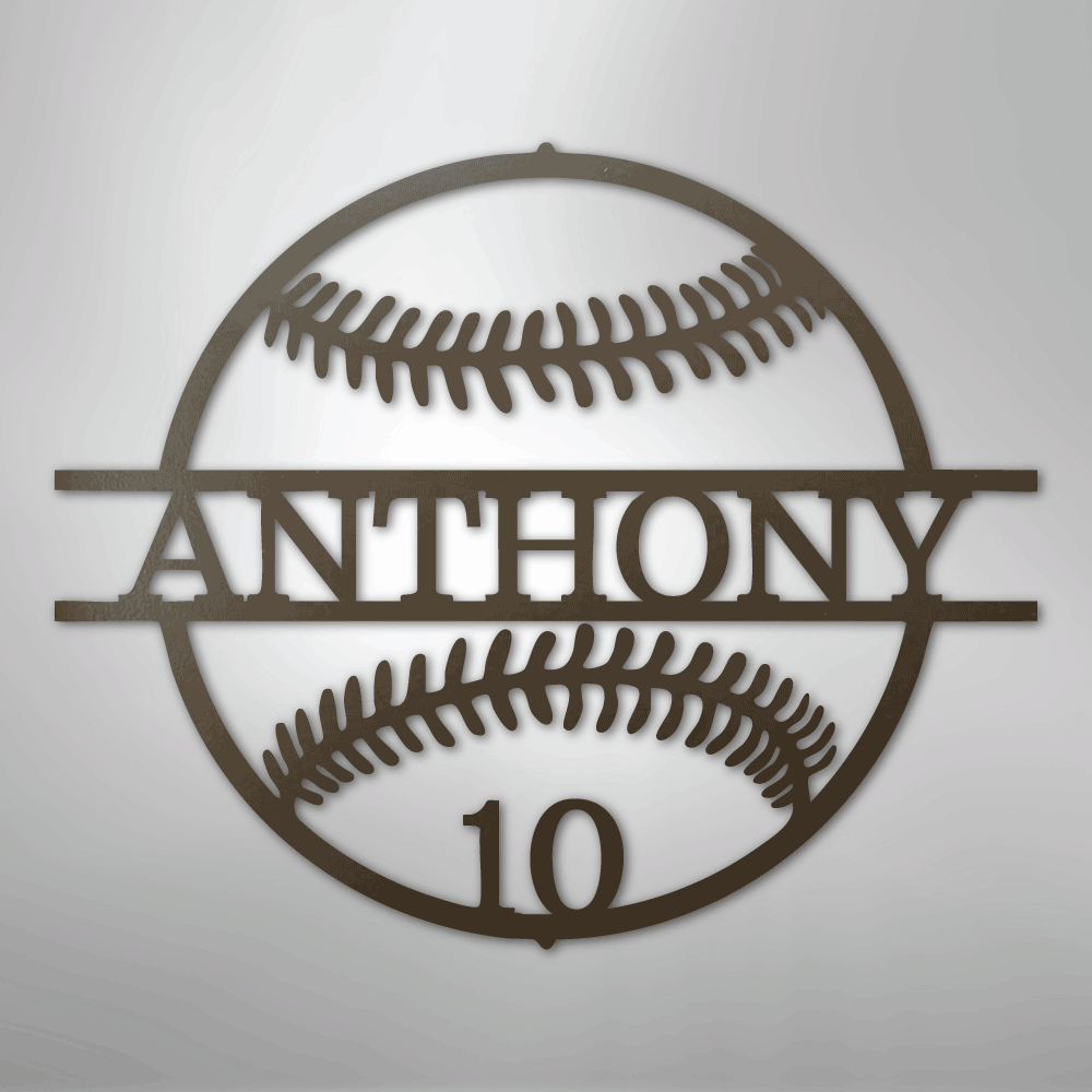 Name and Number Baseball - Metal Sign - Kim’s Signature Beauty & Accessories