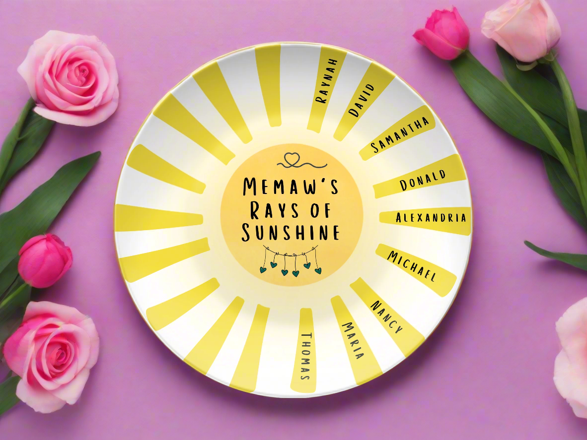 [Name]'s Rays of Sunshine Personalized Plate - Kim’s Signature Beauty & Accessories    
