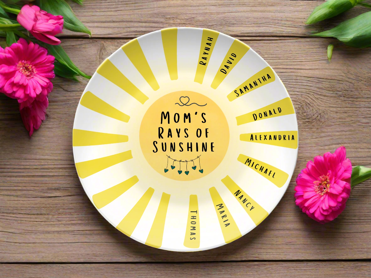 [Name]'s Rays of Sunshine Personalized Plate - Kim’s Signature Beauty & Accessories    
