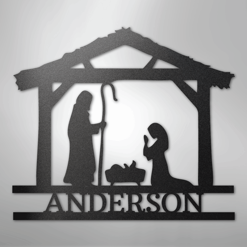 Nativity Simple Monogram - Steel Sign - Kim’s Signature Beauty & Accessories