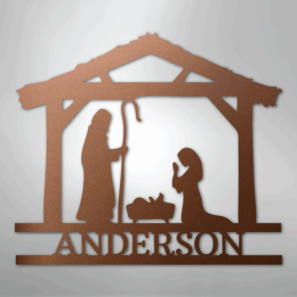 Nativity Simple Monogram - Steel Sign - Kim’s Signature Beauty & Accessories