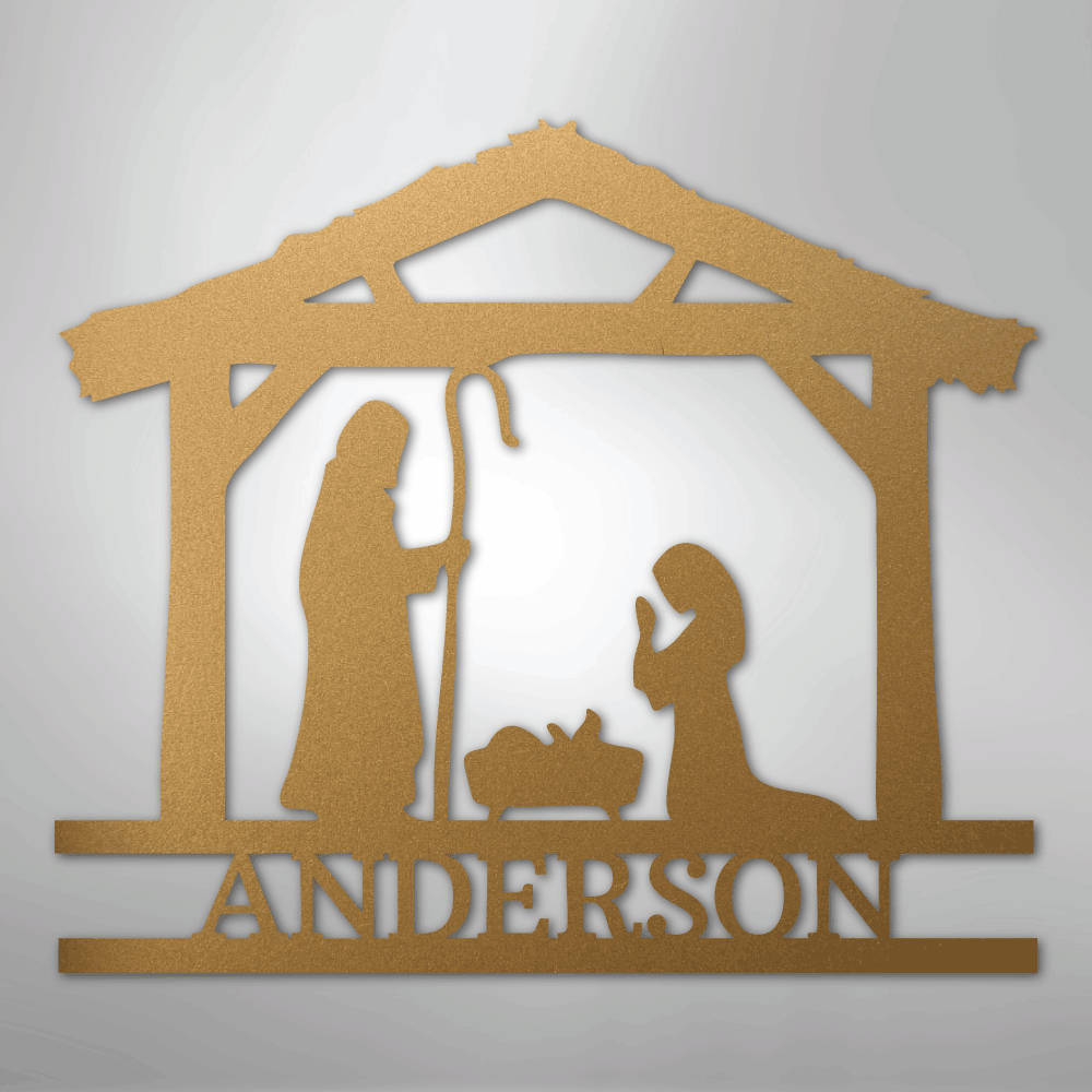 Nativity Simple Monogram - Steel Sign - Kim’s Signature Beauty & Accessories