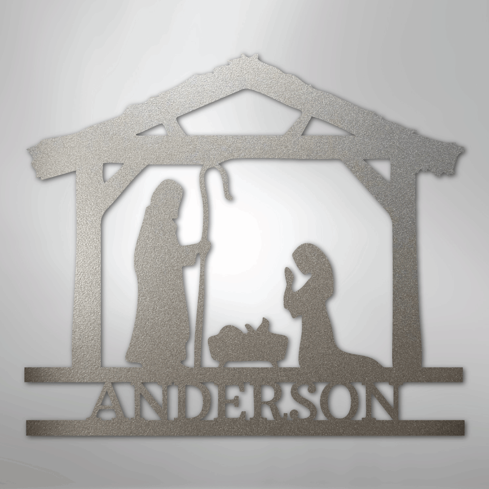 Nativity Simple Monogram - Steel Sign - Kim’s Signature Beauty & Accessories