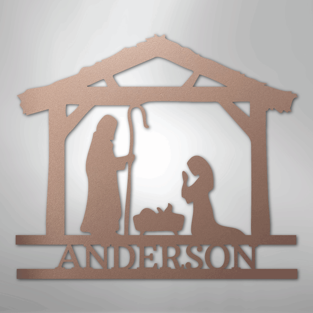 Nativity Simple Monogram - Steel Sign - Kim’s Signature Beauty & Accessories