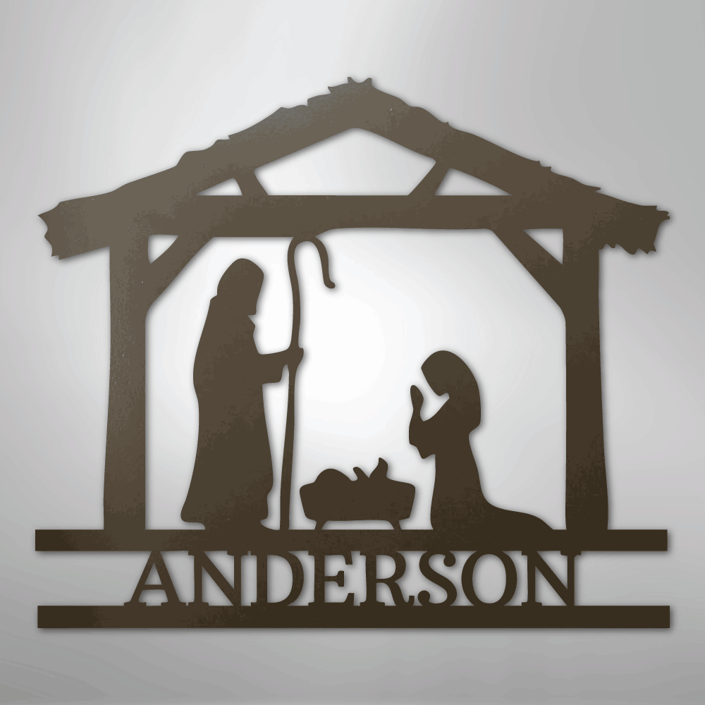Nativity Simple Monogram - Steel Sign - Kim’s Signature Beauty & Accessories