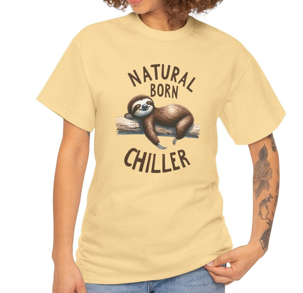 Natural Born Chiller Sloth | Cotton Tee - Kim’s Signature Beauty & Accessories    