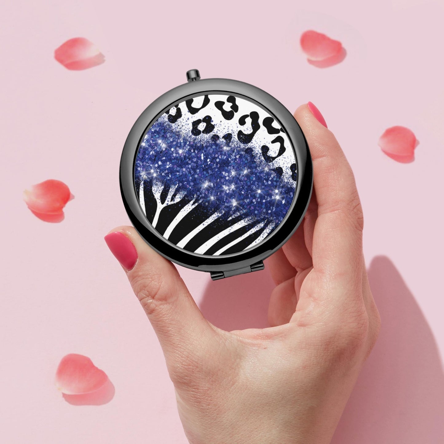 Navy Glitter | Compact Mirror - Kim’s Signature Beauty & Accessories    