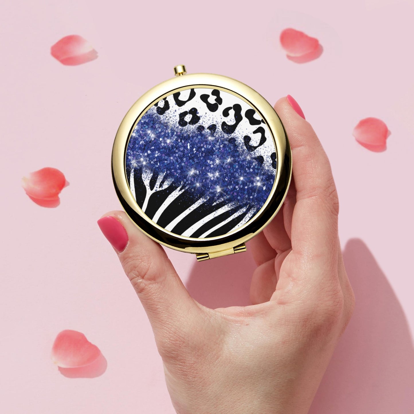 Navy Glitter | Compact Mirror - Kim’s Signature Beauty & Accessories    