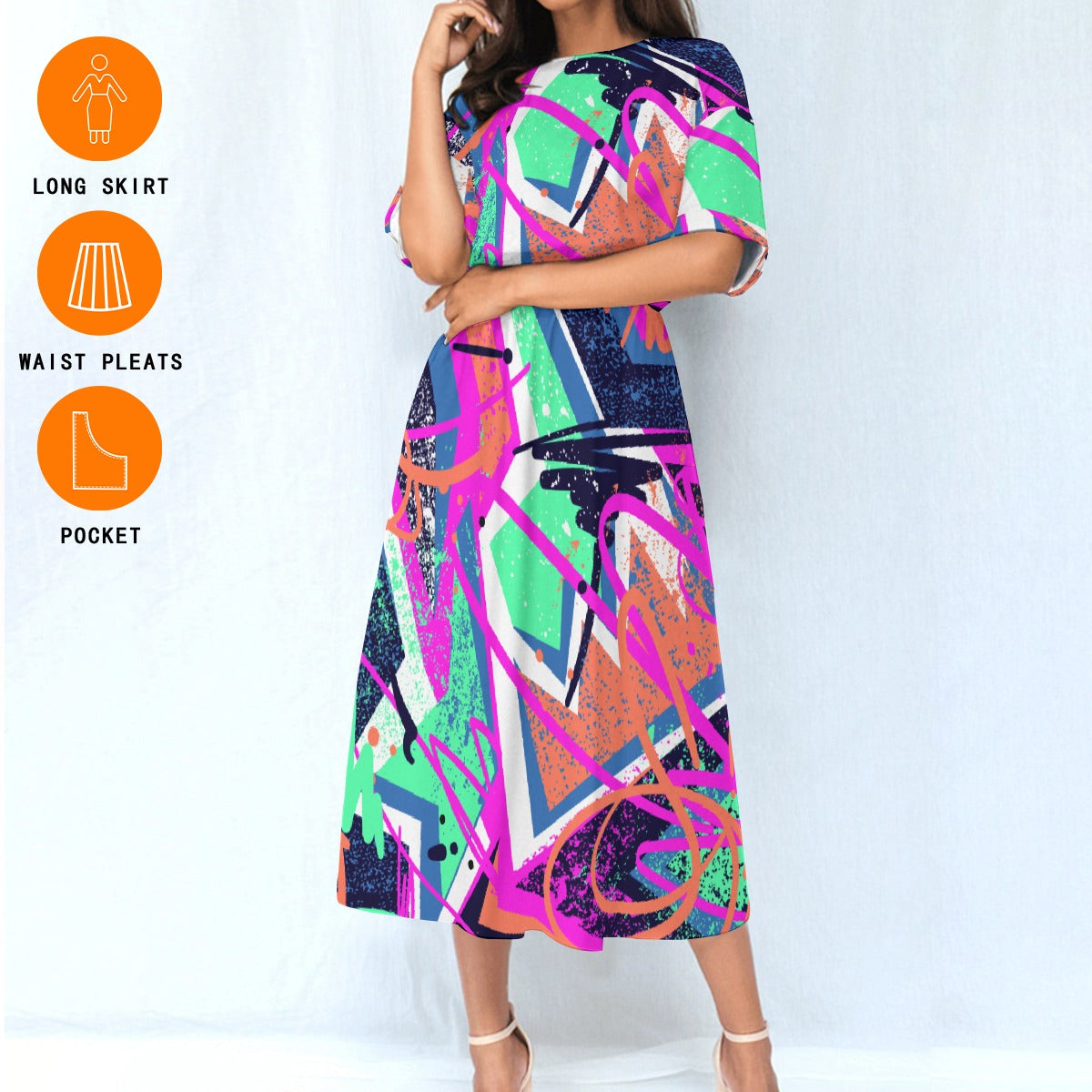 Neon Love Elastic Waist Dress - Kim’s Signature Beauty & Accessories    