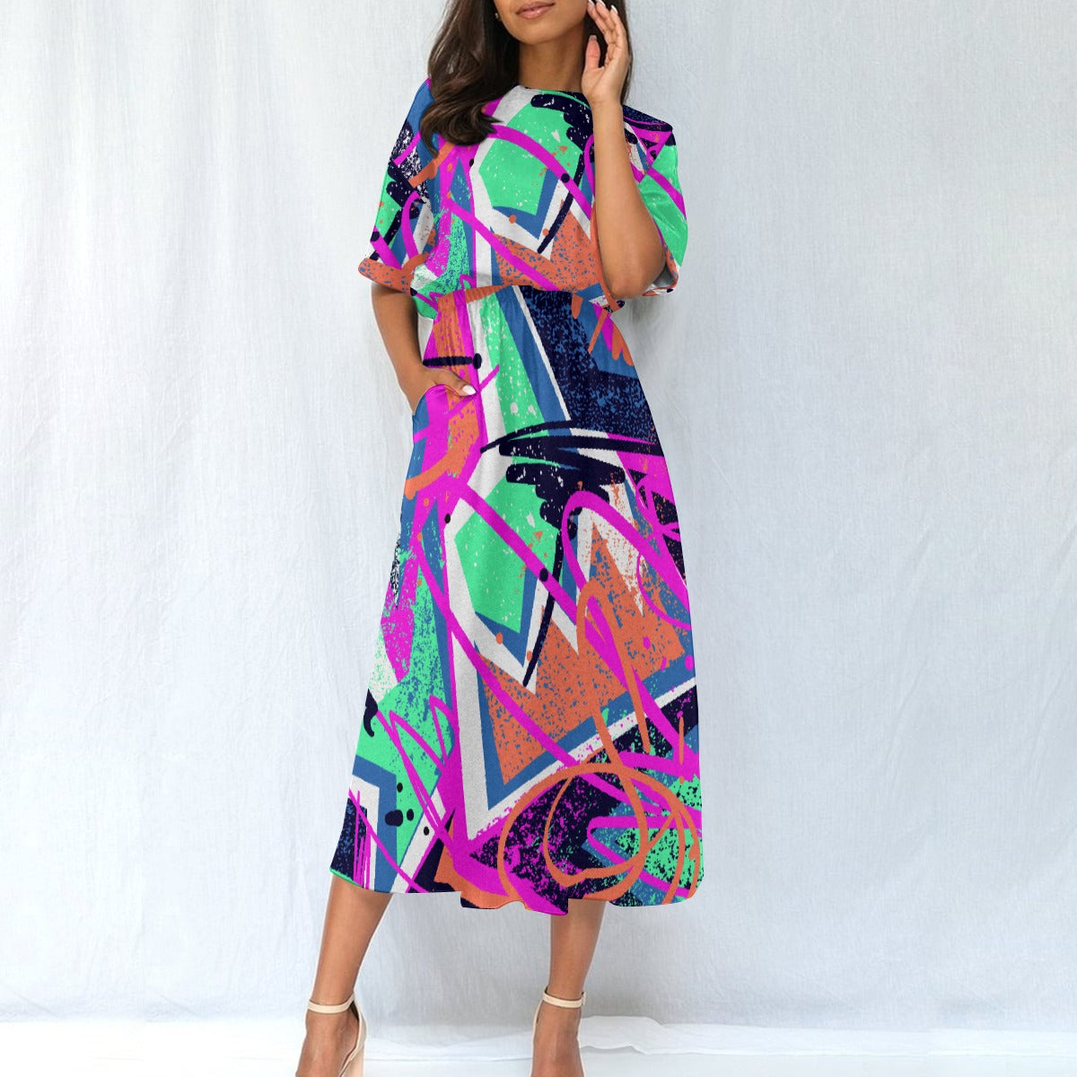 Neon Love Elastic Waist Dress - Kim’s Signature Beauty & Accessories    