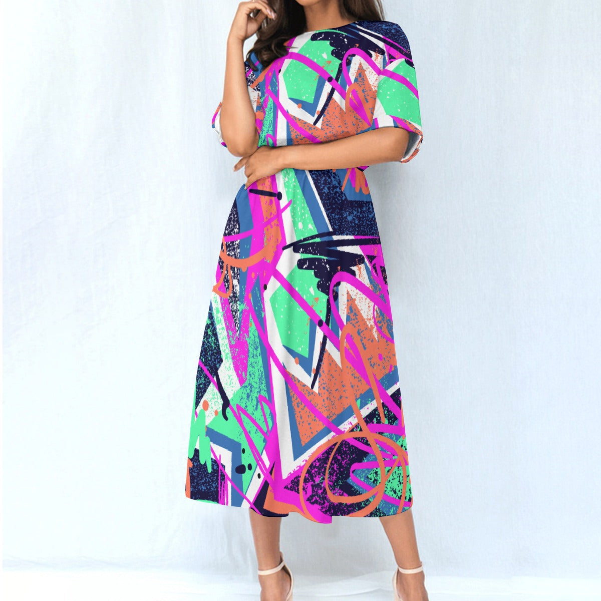 Neon Love Elastic Waist Dress - Kim’s Signature Beauty & Accessories    