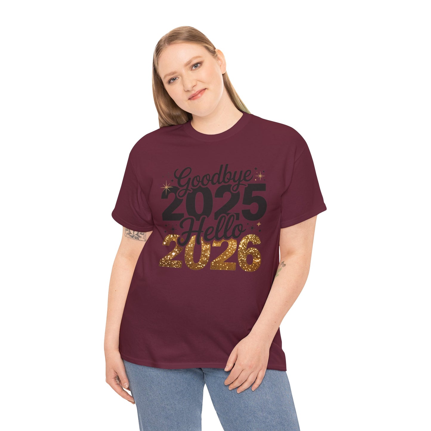 New Year Celebration Tee - Goodbye 2025 Hello 2026 - Kim’s Signature Beauty & Accessories    