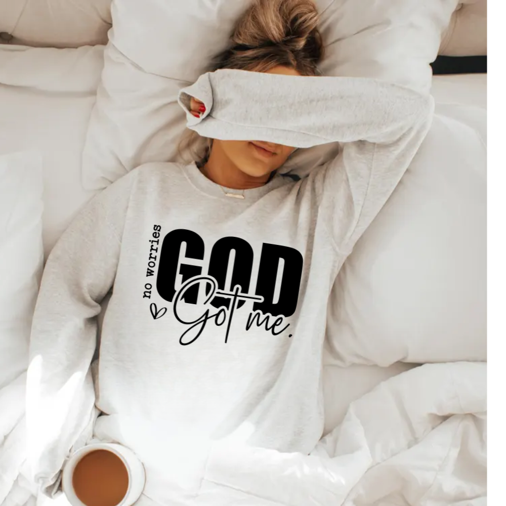 No Worries, God Got Me Sweatshirt - Kim’s Signature Beauty & Accessories    