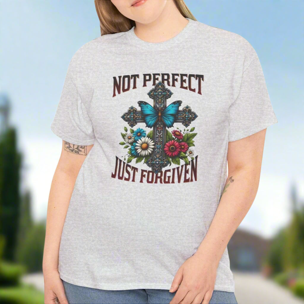 Not Perfect Just Forgiven Floral Cross Tee - Kim’s Signature Beauty & Accessories    