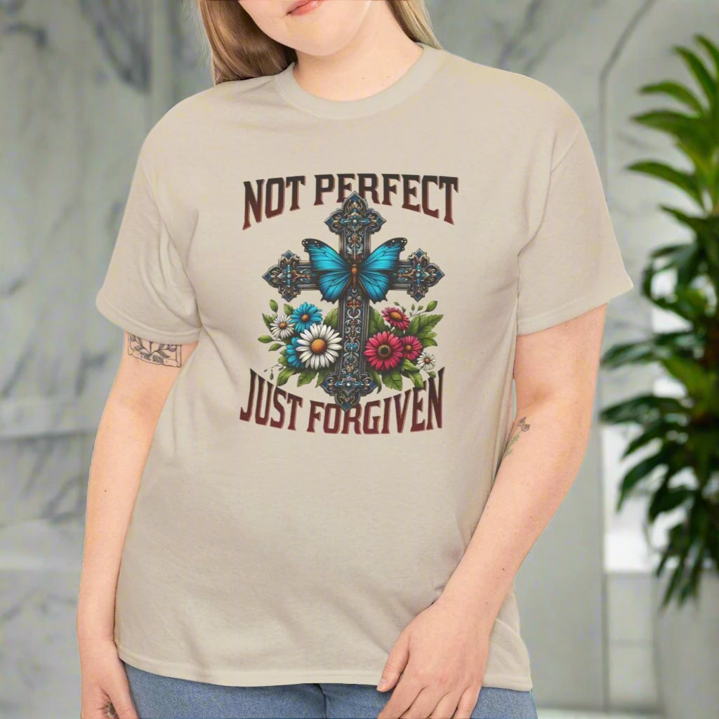 Not Perfect Just Forgiven Floral Cross Tee - Kim’s Signature Beauty & Accessories    