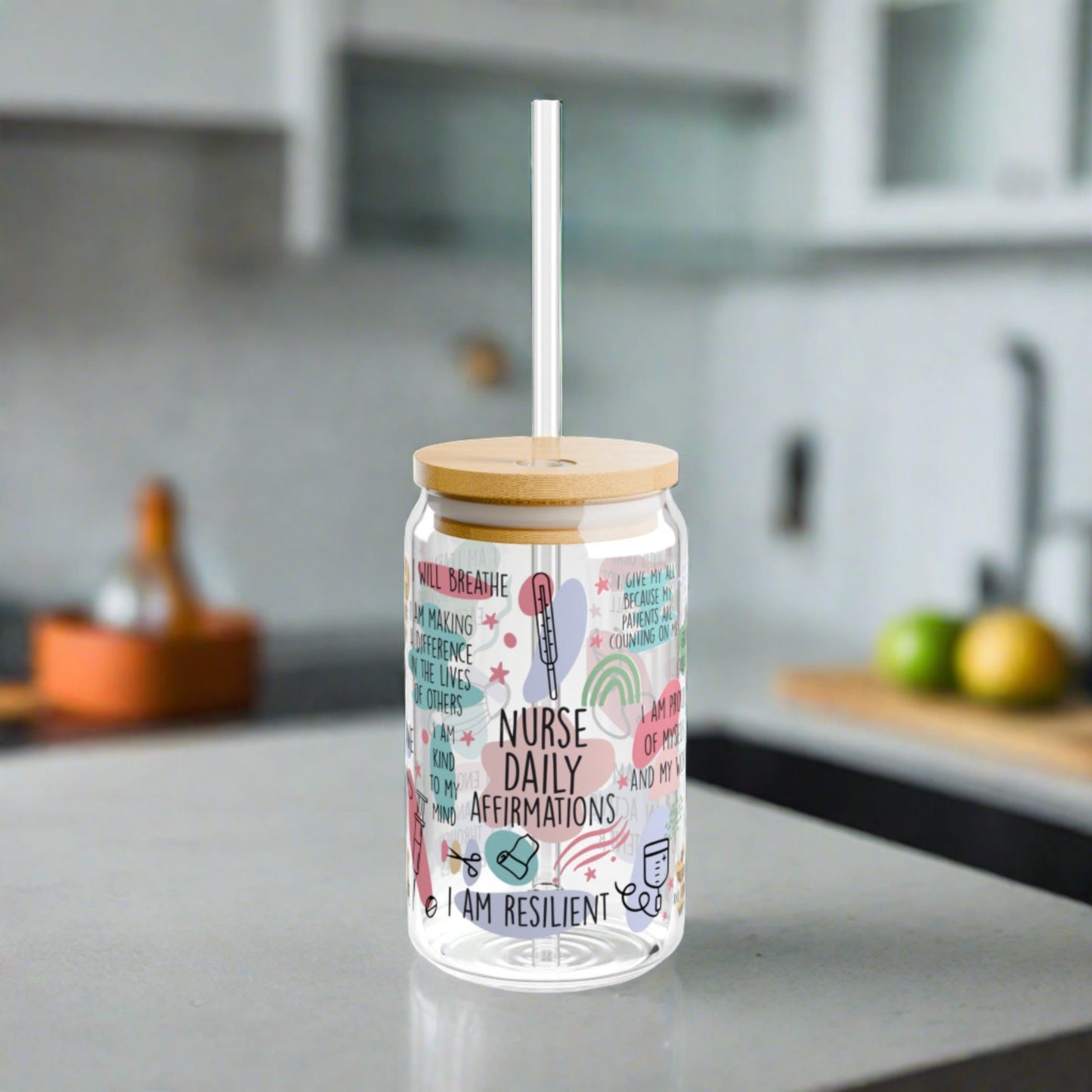 Nurses Affirmations Sipper Glass, 16oz - Kim’s Signature Beauty & Accessories    