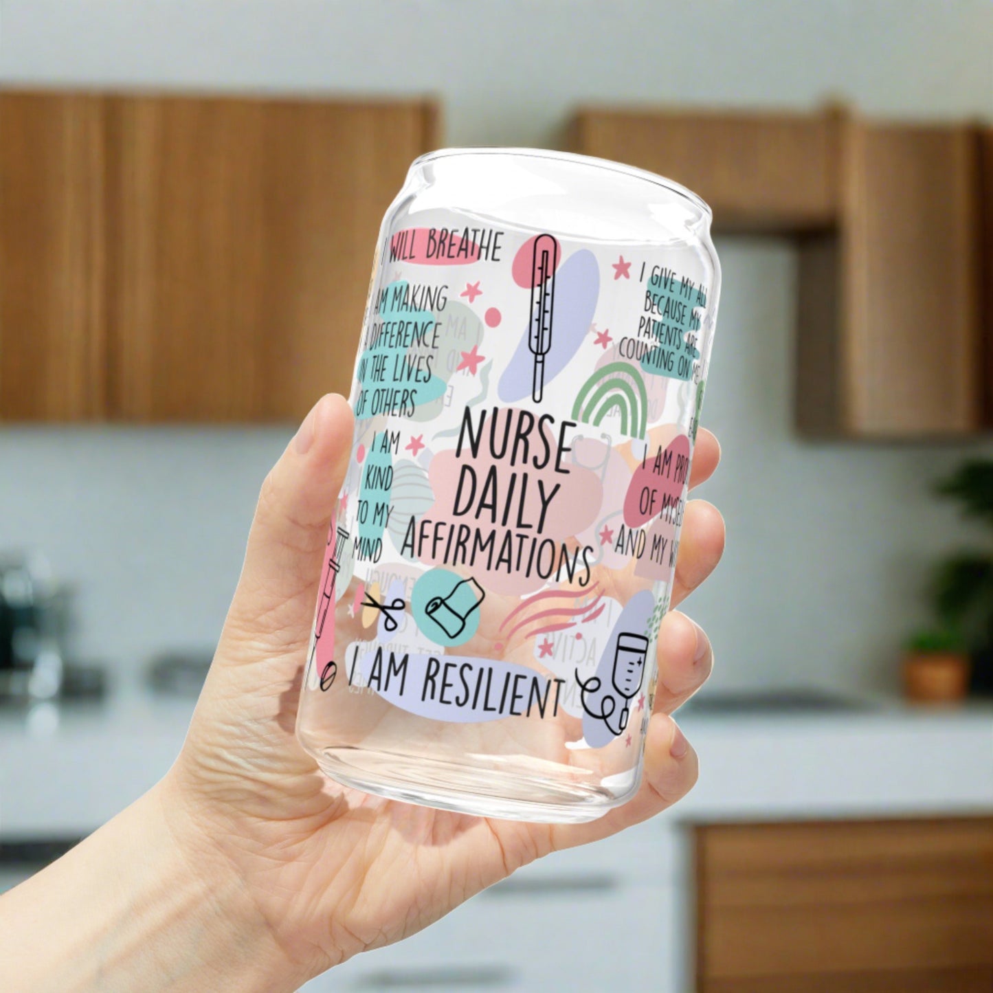 Nurses Affirmations Sipper Glass, 16oz - Kim’s Signature Beauty & Accessories    