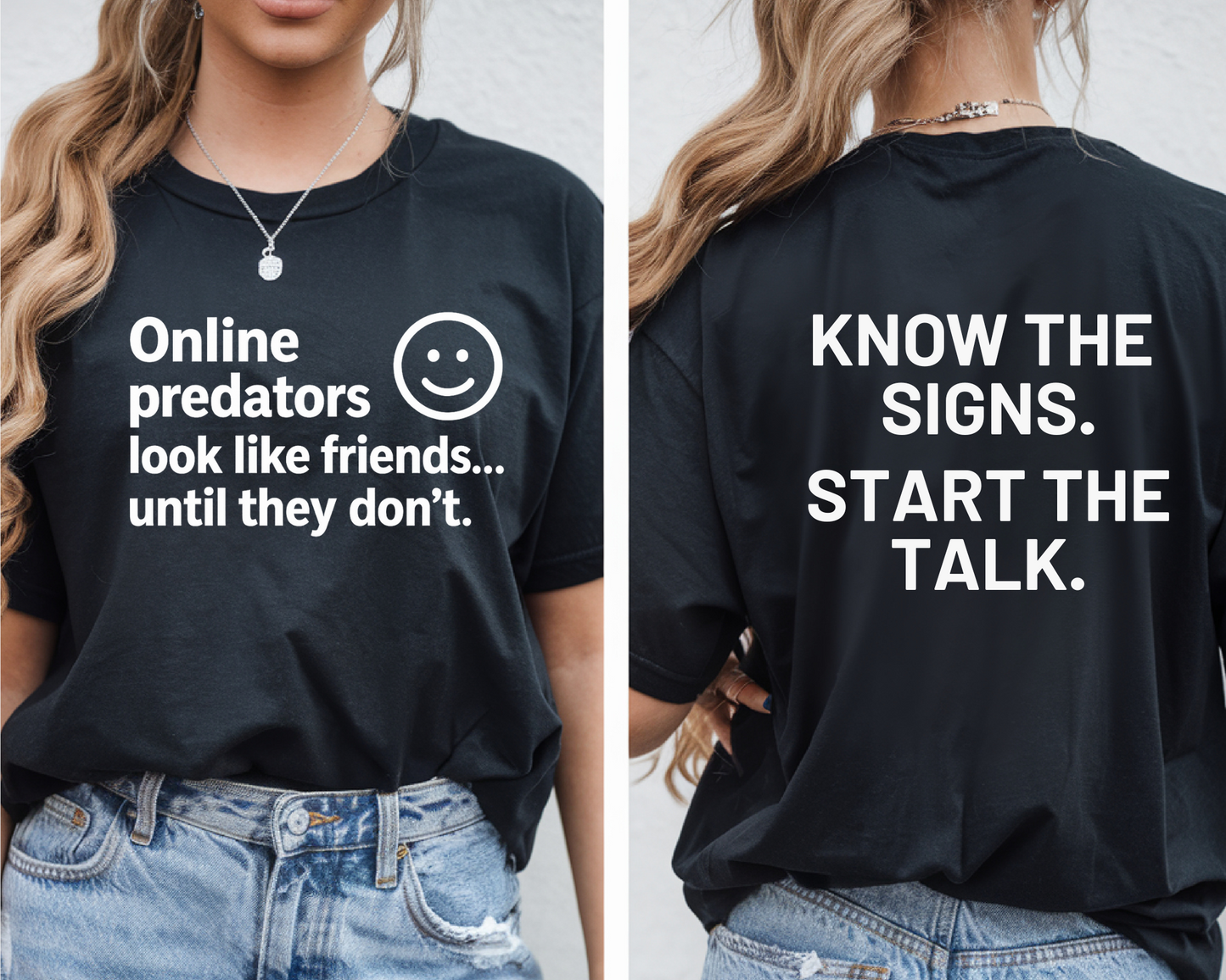 Online Safety Awareness UniseX Cotton Tee – Know the Signs - Kim’s Signature Beauty & Accessories    