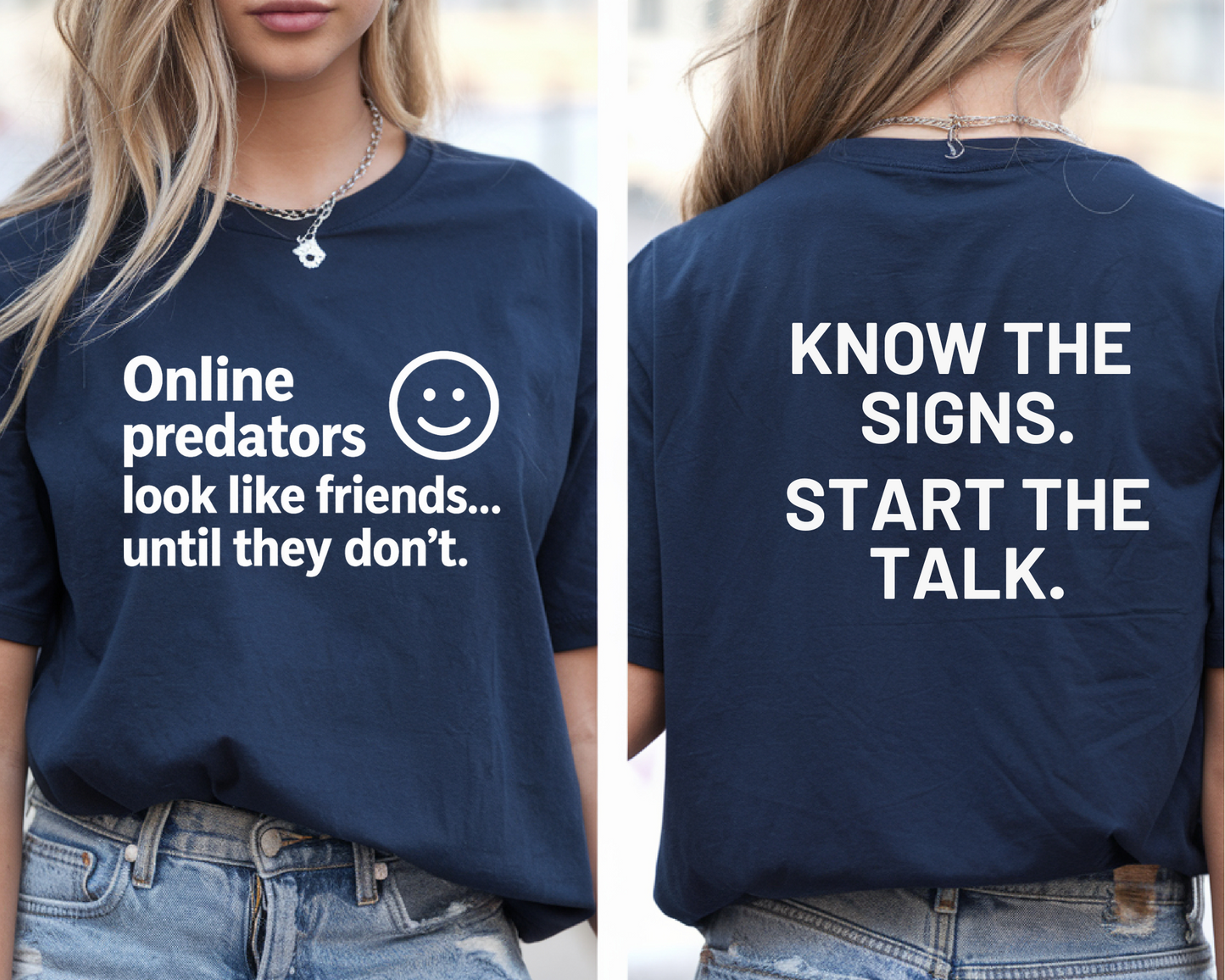 Online Safety Awareness UniseX Cotton Tee – Know the Signs - Kim’s Signature Beauty & Accessories    