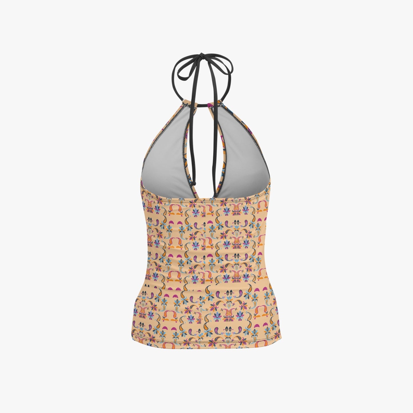 Orange Paisley | Halter Top Two-Piece Tankini Swimsuit - Kim’s Signature Beauty & Accessories    