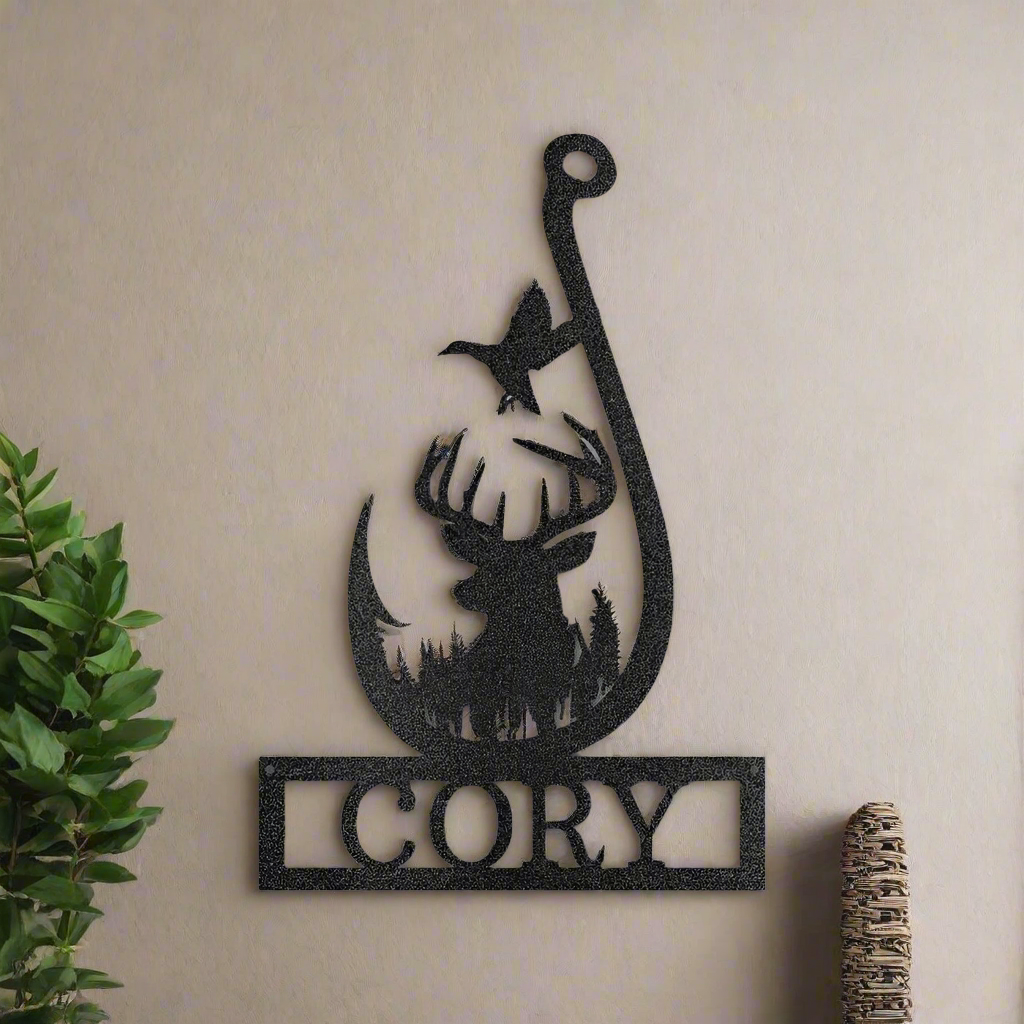 Outdoorsman Monogram 2 - Steel Sign - Kim’s Signature Beauty & Accessories    