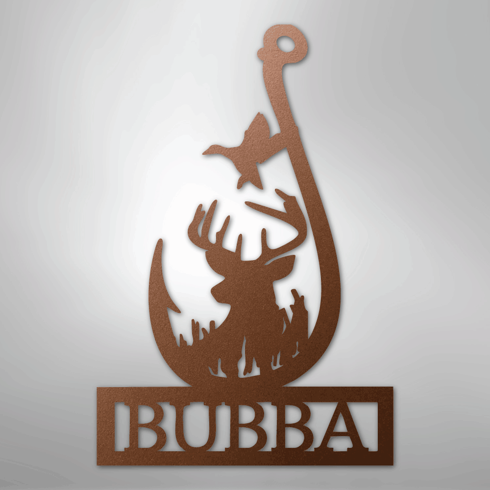 Outdoorsman Monogram 2 - Steel Sign - Kim’s Signature Beauty & Accessories