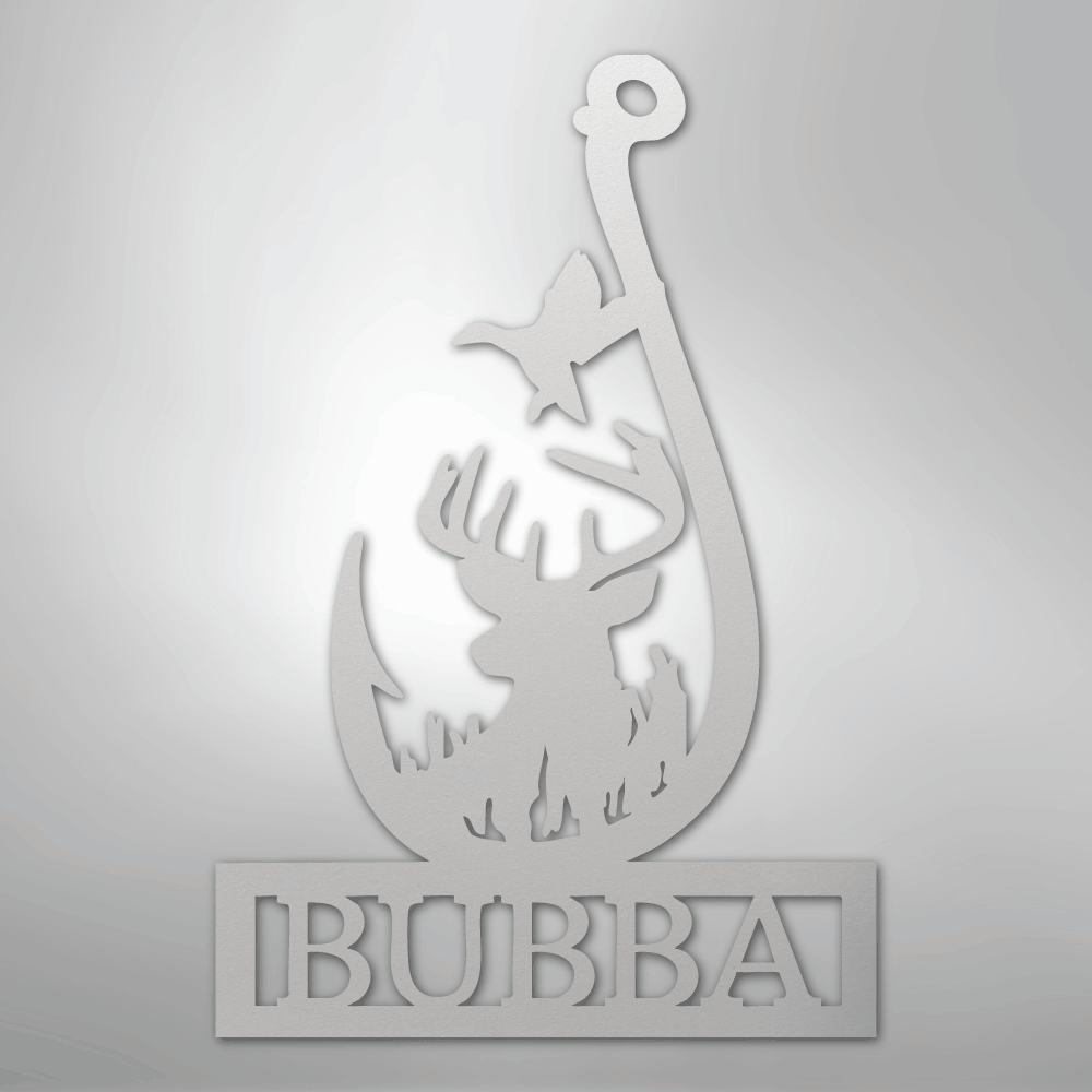 Outdoorsman Monogram 2 - Steel Sign - Kim’s Signature Beauty & Accessories