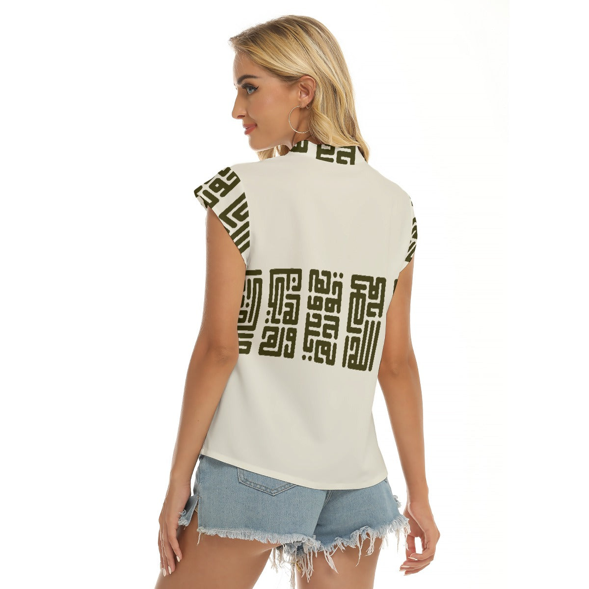 Over the edge |  V-neck Short Sleeve Blouse - Kim’s Signature Beauty & Accessories    