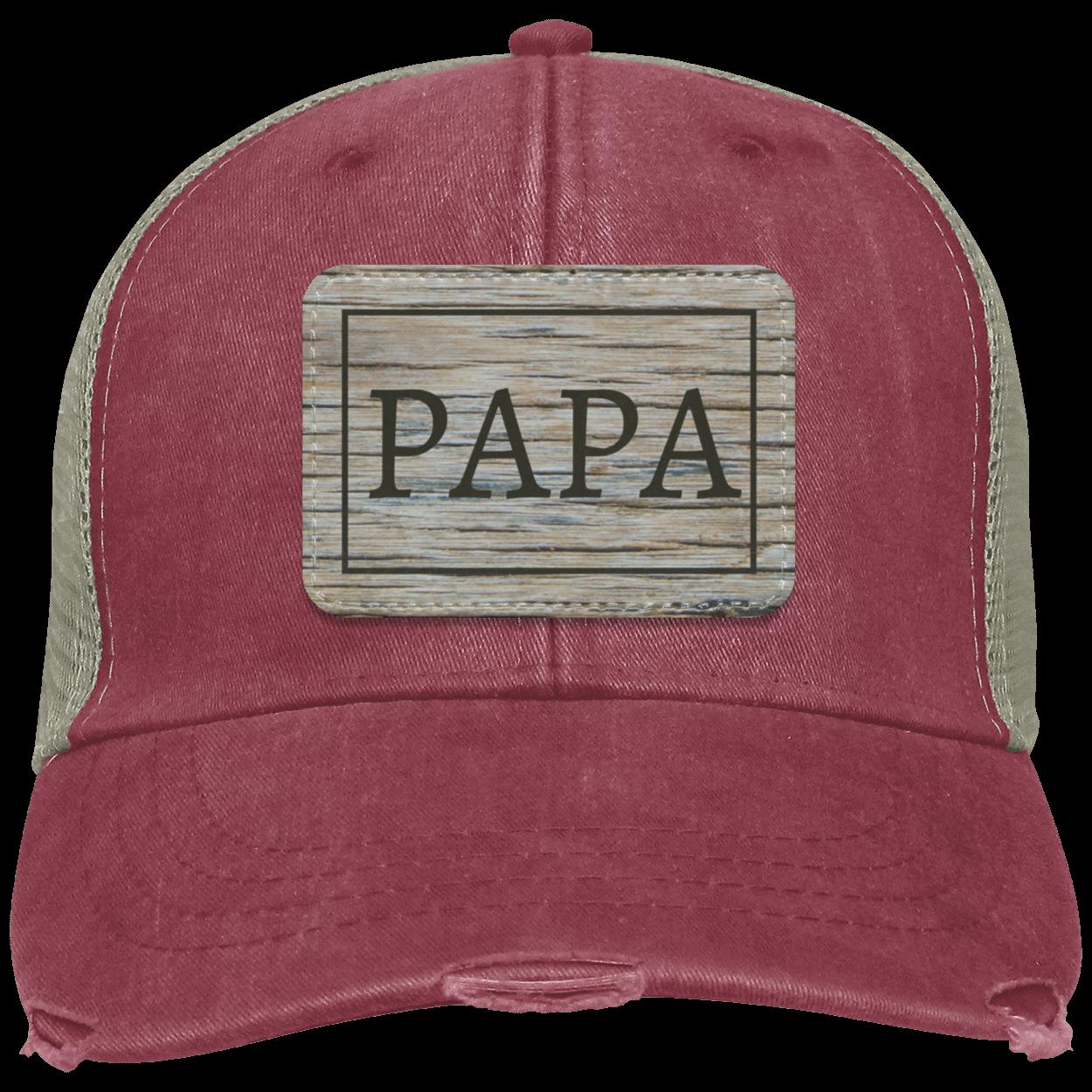PAPA Trucker Hat – Distressed Mesh Cap with Vegan Leather Patch - Kim’s Signature Beauty & Accessories    