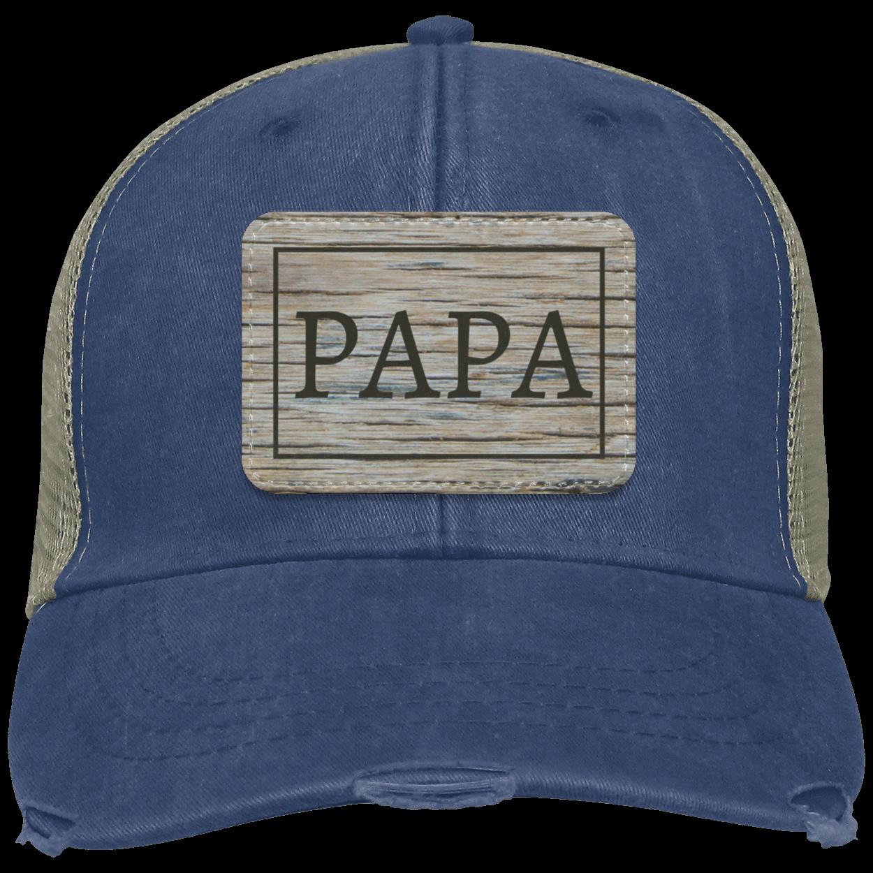 PAPA Trucker Hat – Distressed Mesh Cap with Vegan Leather Patch - Kim’s Signature Beauty & Accessories    