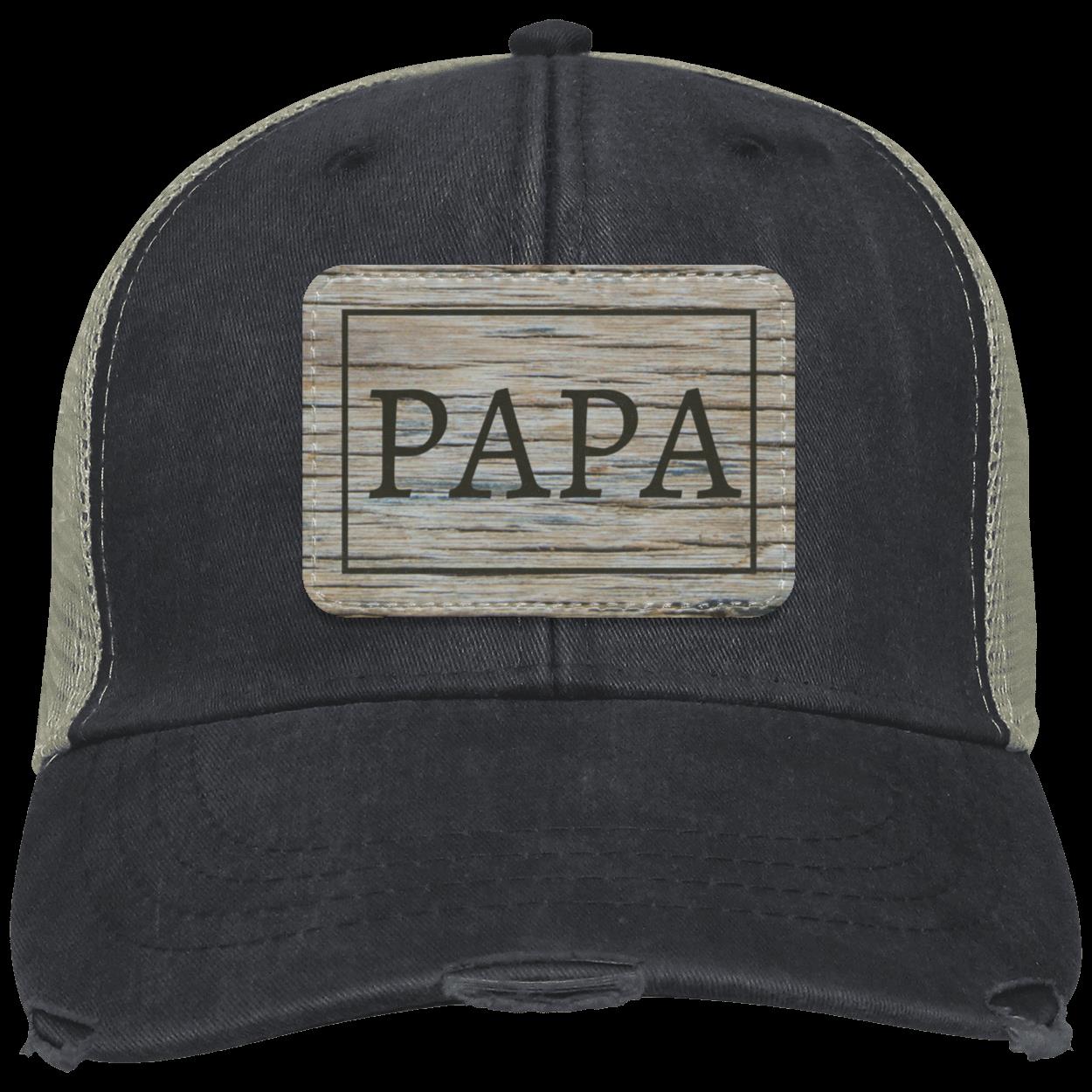 PAPA Trucker Hat – Distressed Mesh Cap with Vegan Leather Patch - Kim’s Signature Beauty & Accessories    