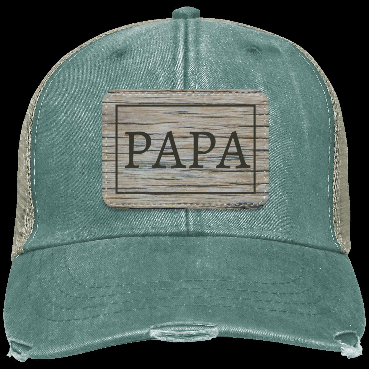 PAPA Trucker Hat – Distressed Mesh Cap with Vegan Leather Patch - Kim’s Signature Beauty & Accessories    