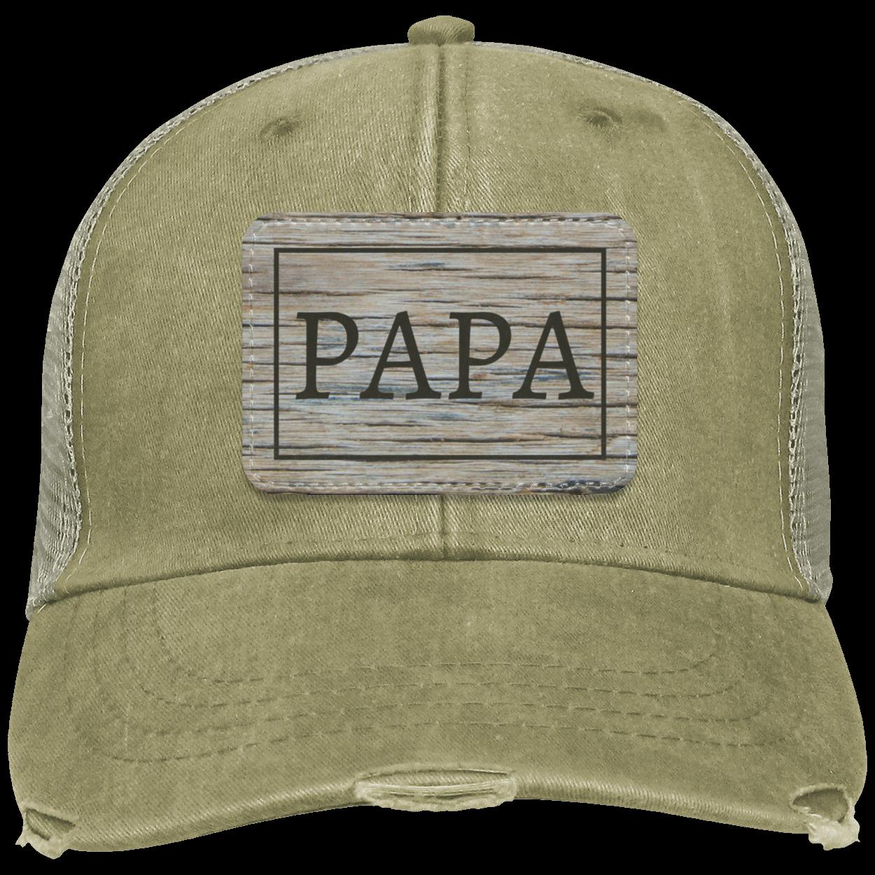PAPA Trucker Hat – Distressed Mesh Cap with Vegan Leather Patch - Kim’s Signature Beauty & Accessories    