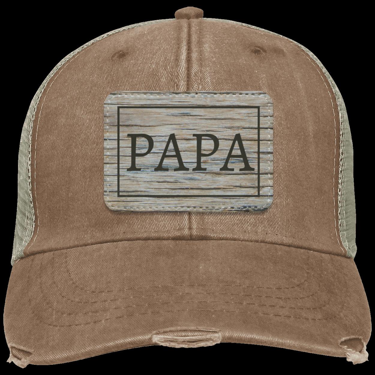 PAPA Trucker Hat – Distressed Mesh Cap with Vegan Leather Patch - Kim’s Signature Beauty & Accessories    