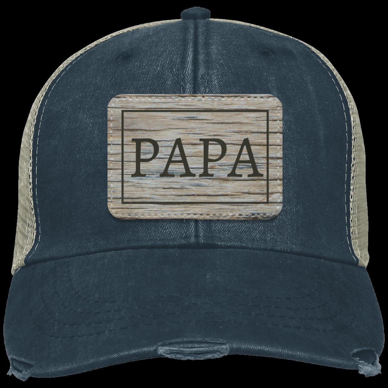 PAPA Trucker Hat – Distressed Mesh Cap with Vegan Leather Patch - Kim’s Signature Beauty & Accessories    