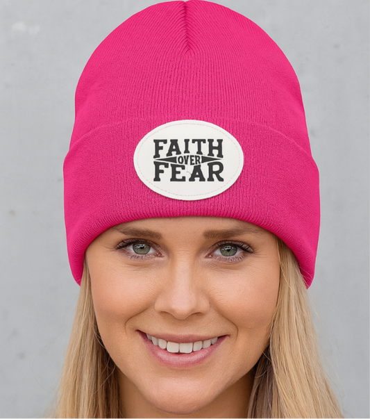 Faith Over Fear Beanie – Bold Inspirational Knit Hat - Kim’s Signature Beauty & Accessories    