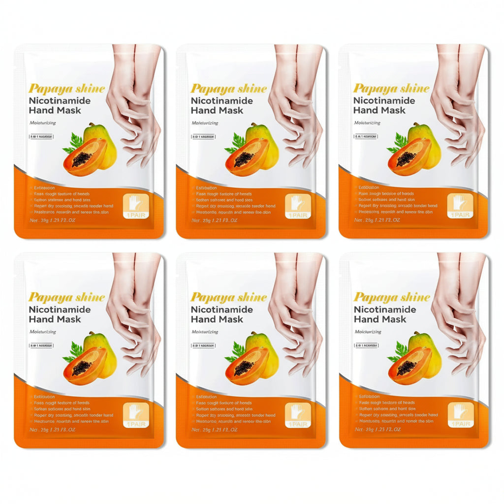 Papaya Shine Nicotinamide Hand Mask – 6-Pack Deep Moisturizing Gloves - Kim’s Signature Beauty & Accessories    