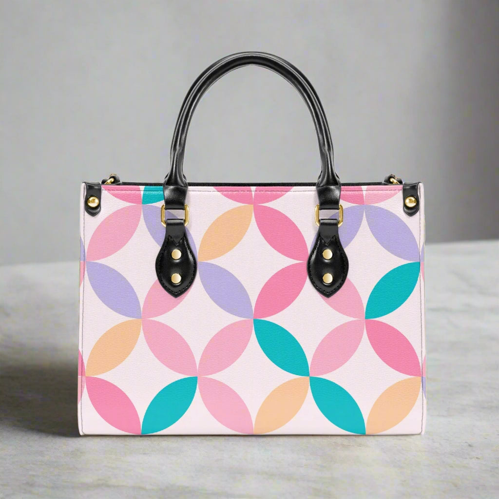 Pastel Geo PU Leather Handbag - Kim’s Signature Beauty & Accessories    