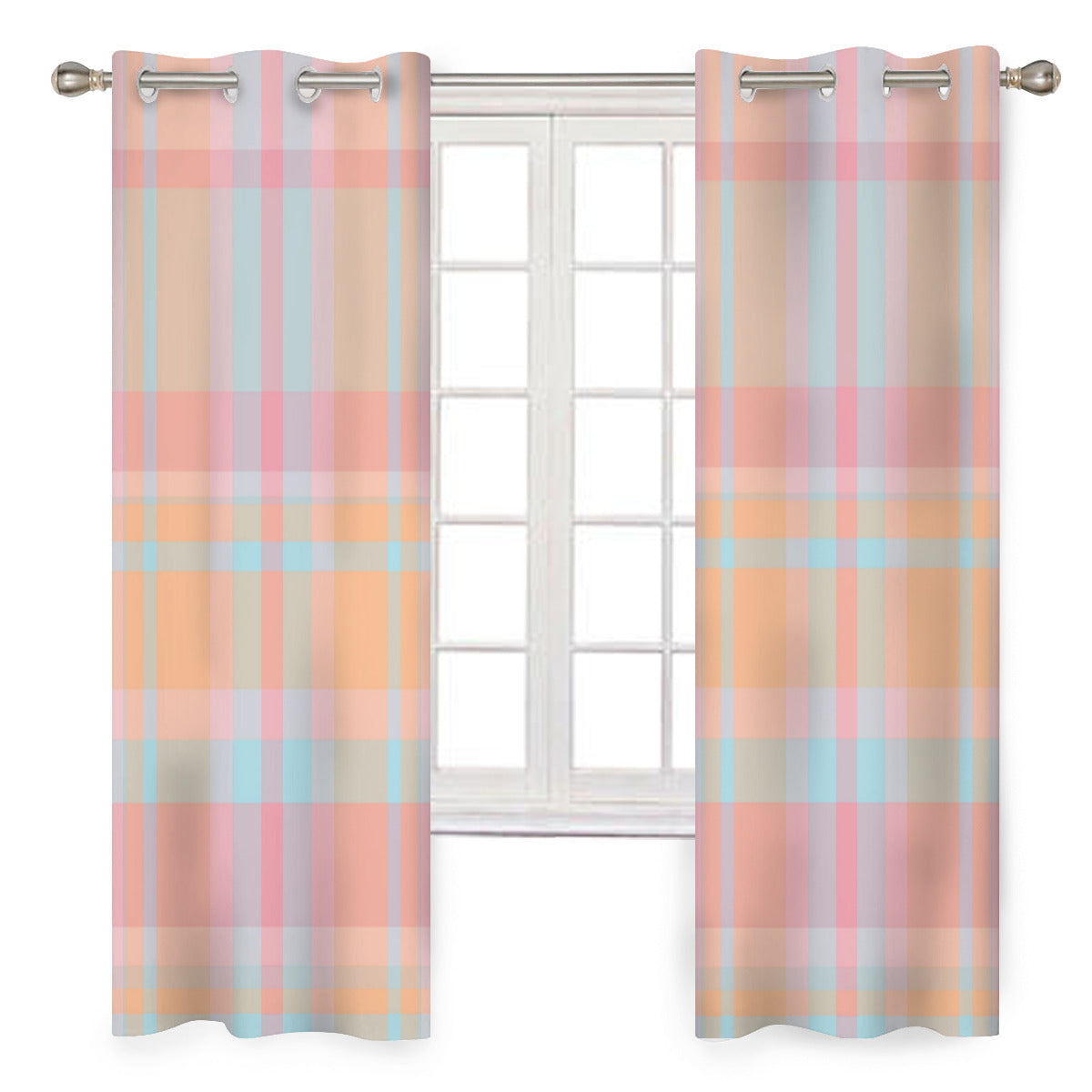 Pastel Plaid Blackout Curtains - 2 Panels - Kim’s Signature Beauty & Accessories    