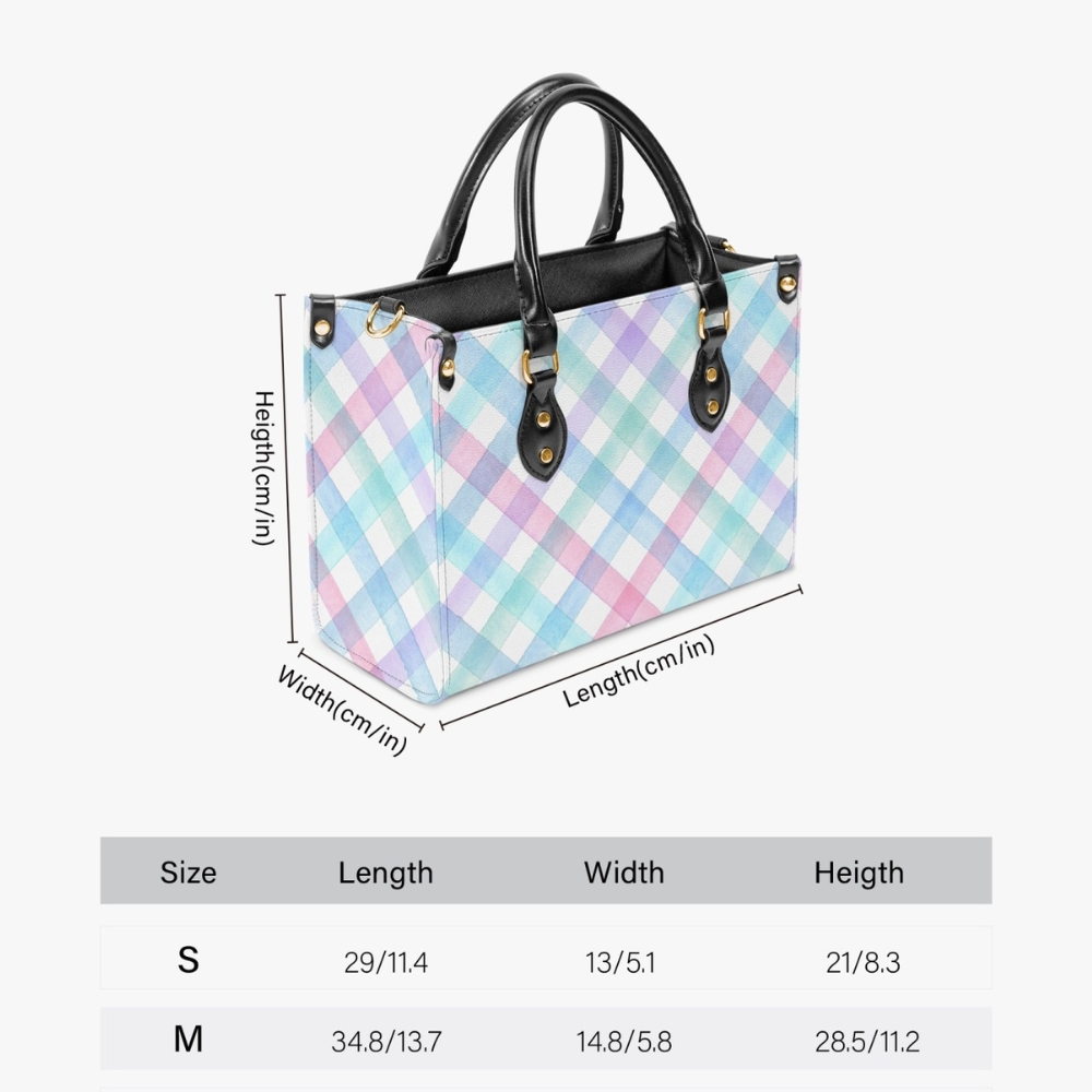 Pastel Watercolor Gingham PU Leather Handbag - Kim’s Signature Beauty & Accessories    