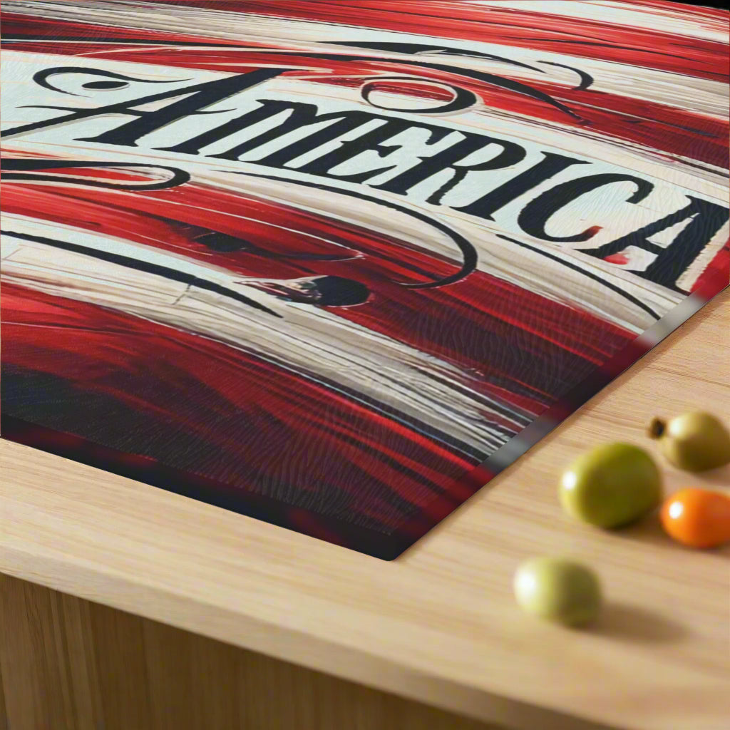 Patriotic Glass Cutting Board - God Bless America, Kitchen Decor - Kim’s Signature Beauty & Accessories    