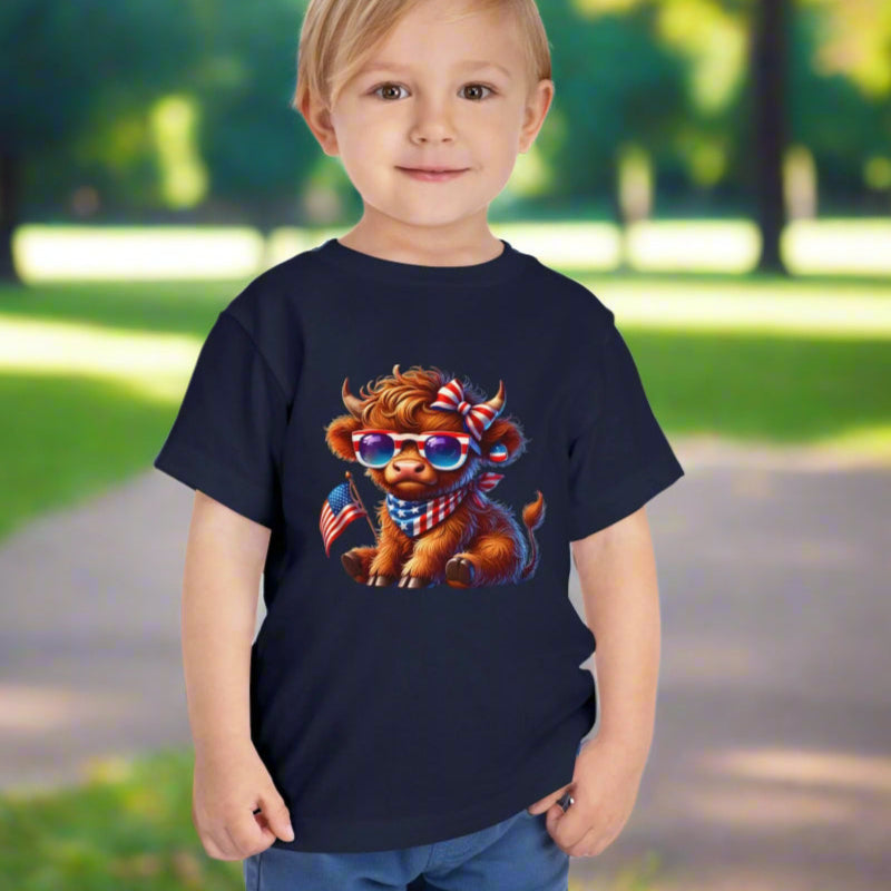 Patriotic Highland Cow Toddler T-Shirt – Cute USA Tee for Little Kids - Kim’s Signature Beauty & Accessories    