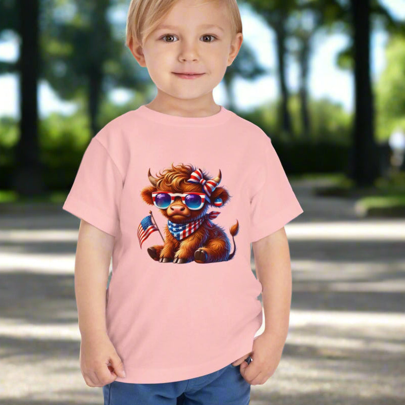 Patriotic Highland Cow Toddler T-Shirt – Cute USA Tee for Little Kids - Kim’s Signature Beauty & Accessories    