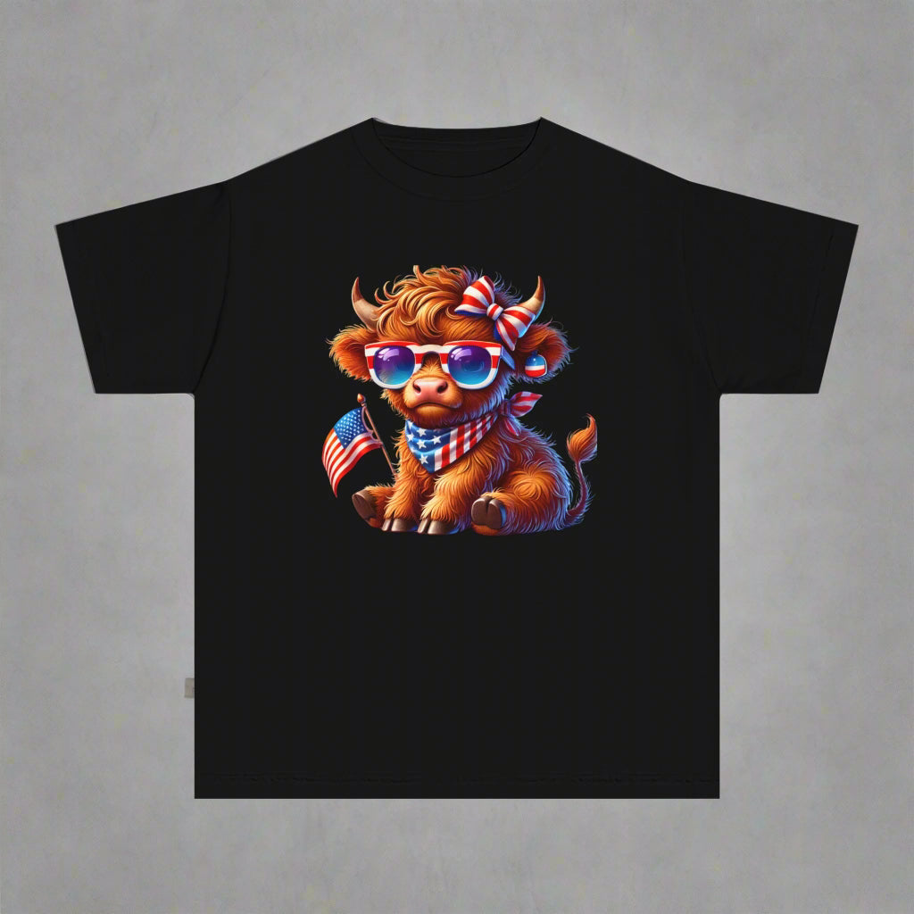 Patriotic Highland Cow Youth T-Shirt – Cute 4th of July Shirt - Kim’s Signature Beauty & Accessories    